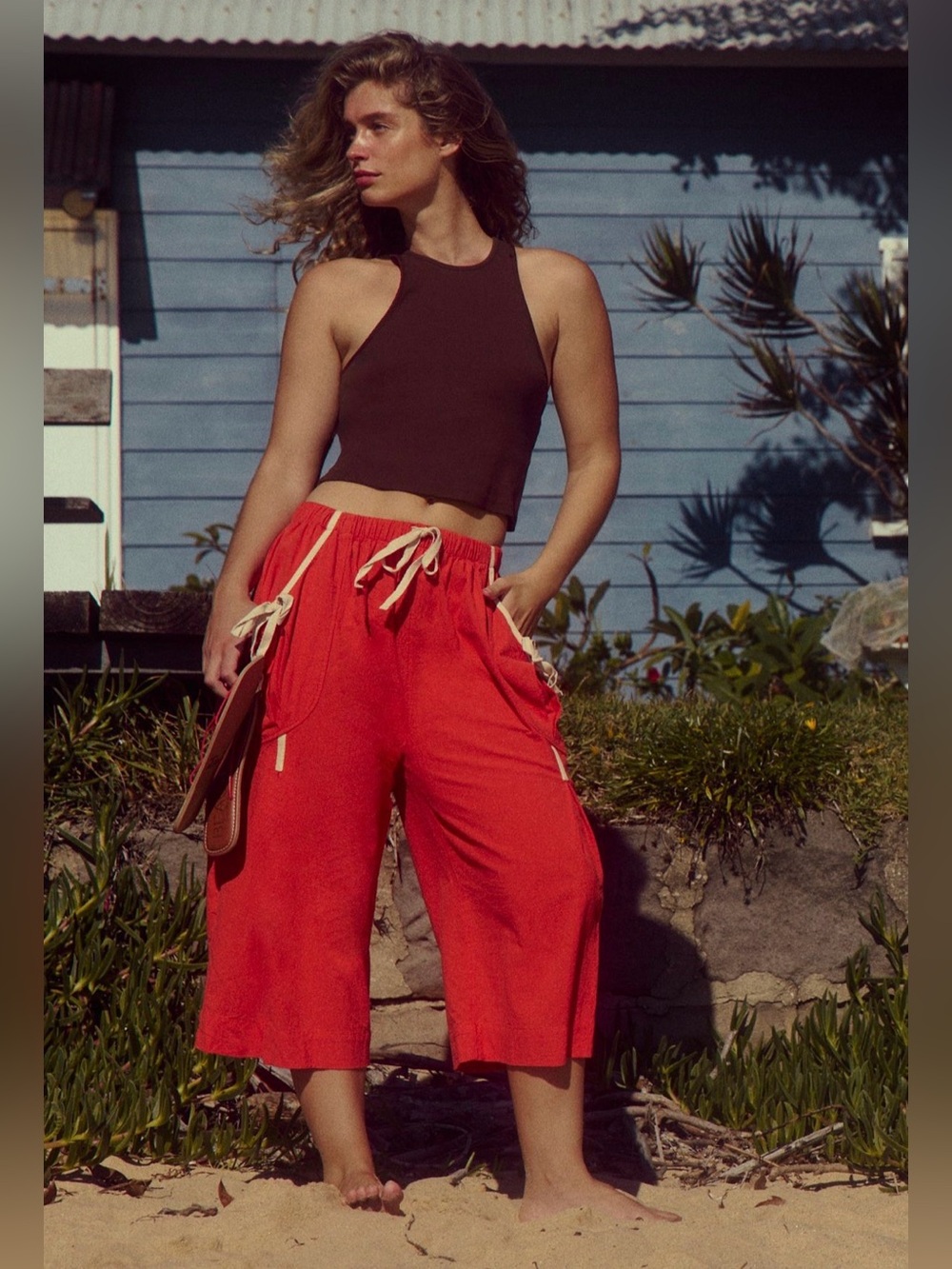 Free People Khloe Capris in Cherry Tomato NWT